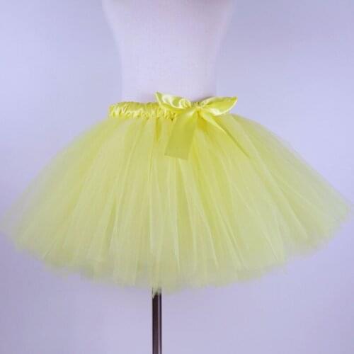 Yellow kids children toddler baby costume ball gown party dance wedding short pettiskirt tutu girl mini tulle skirt