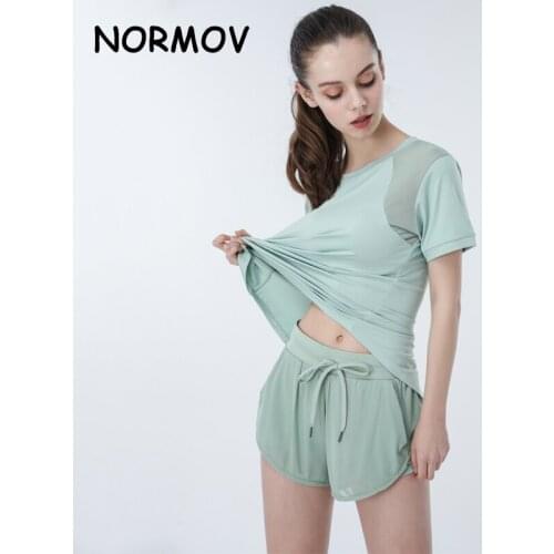 NORMOV New Womens High Waist Stretch Athletic Workout Active Fitness Volleyball Shorts Running Double Layer Sports Shorts Suit