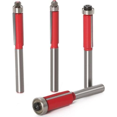 1/4" 6.35mm Shank Flush Trim Router Bit Trimming Cutter with Bearing Woodworking Face Milling Cutter