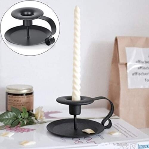 2pcs Modern Home Decoration Black Candlestick Simple Table Centerpieces for Dining Room Table Bar Decorative Candle Holder Set