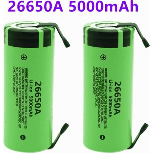 100% Original New battery for 26650A 3,7 V 5000mAh High capacity 26650 Li-Ion battery with nickel