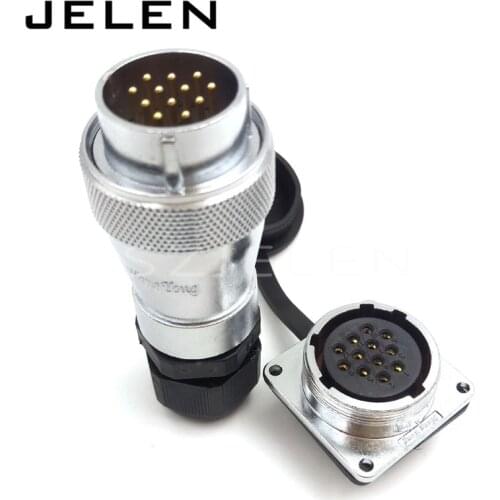 WF28 serie 12 pin waterproof connector IP67 male female connector, Mechanical power cable panel mount connector 12pin