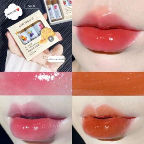 3PCS Lip Gloss Smooth Velvet Lipstick Moisturizing Hydrating Lip Balm Lip Plumper Long Lasting Waterproof Lip Tint Makeup TSLM2