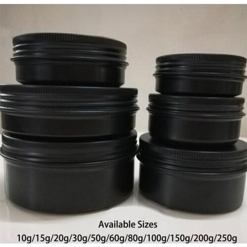 5g 10g 20g 30g 50g 60g 80g 100g 150g 200g Matte Black Aluminum Empty Jar Cosmetic Lip Balm Cream Bottle Candy Container 10pcs