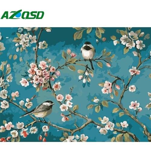 AZQSD Birds Paint By Number Coloring By Numbers Animal Oil Painting Art DIY Hand Paint Kit Canvas Unframed Decoration
