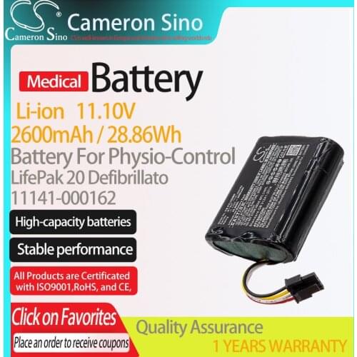 CameronSino Battery for Physio-Control LifePak 20 Defibrillato fits 11141-000162 B11827 Medical Replacement battery 2600mAh