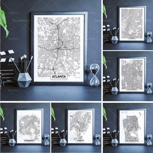 Belfast city, Miami city, Washington city, Edinburgh city map printing, city map poster, monochrome city map, Edinburgh printing