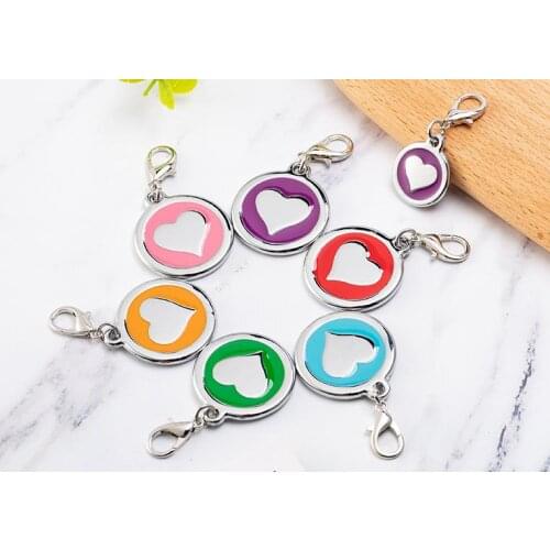 25mm Round Heart Pet Tags,Dog Id Tags,Zinc Alloy Tag,Mixed Color Free Shipping SN1299