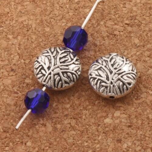 Leaf Engraved Rondlle Charm Beads 11.4x11.6mm 28PCS Zinc Alloy Spacers Jewelry Findings L641