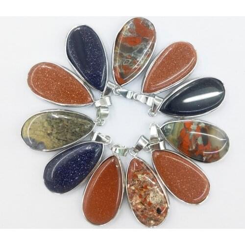 1pc Natural Agates Stone Drop Shape Metal Edging Pendant Chain for Charm Women Jewelry Making DIY Hot Necklace Accessories Wicca