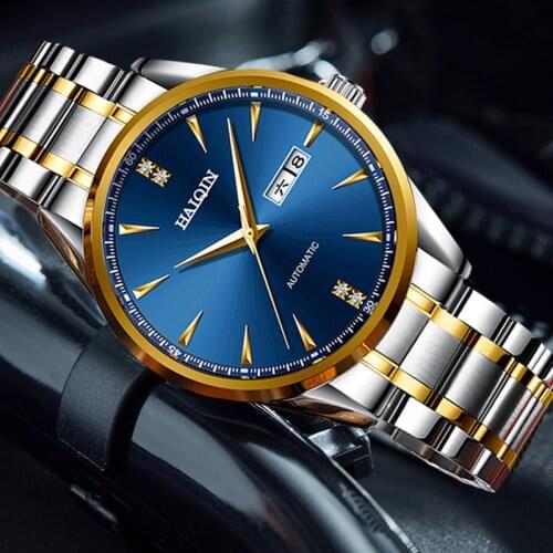 HAIQIN 2020 Watch mens automatic top brand Luxury Mens watches Gold watch men Business mechanical Military ClockReloj hombres