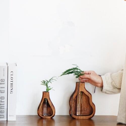Handmade Wooden Vase Solid Wood Flower Hydroponic Tube Creative Home Decoration Desktop Plant Pot
