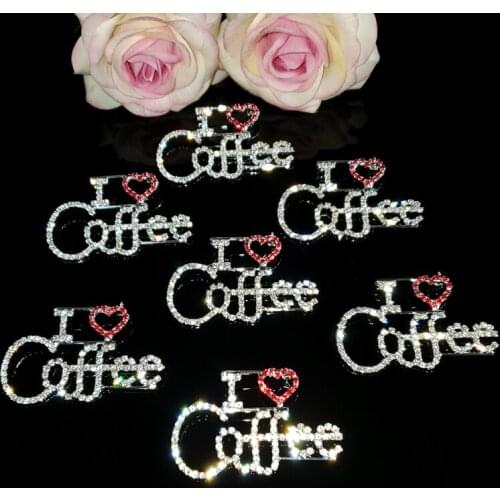 Fantastic Design Handmade Brooch Pins "I Love Coffee" Saying Words Lapel Pins Gift Crystal Letters Jewelry&Accessories WHOLESALE