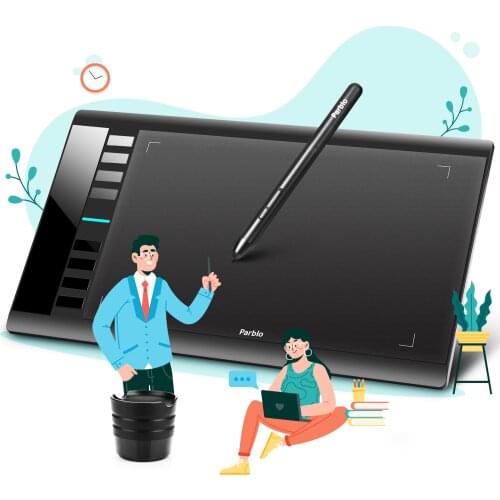 Parblo A610 V2 Graphics Tablet Drawing Tablet Battery-free Stylus Tablet USB Cable
