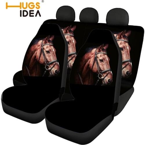 HUGSIDEAAnimal Crazy Horse Design Comfortable Car Seat Covers for Most of Car Nonslip Front and Back Car Seat Covers Full Set