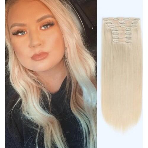 Kayla Full Head Brazilian Machine Remy Clip in Hair Extensions Human Hair 100% Real Natural Hairpiece Clips On 120G 14 To 22