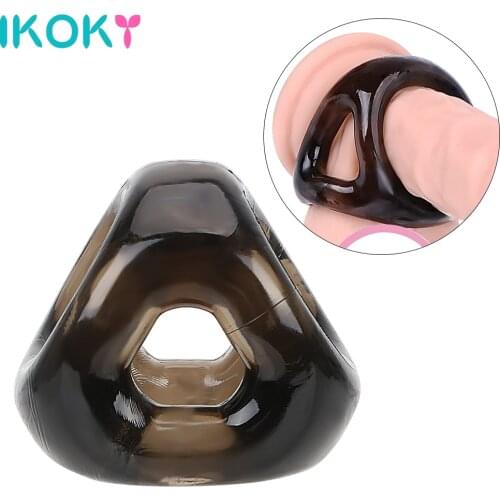 IKOKY Penis Ring Cock Ring Delay Ejaculation Penis Enlargement Sex Toys for Men Male Scrotal Binding Silicone Elastic