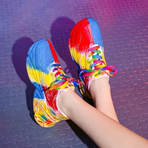 Sneakers Women Autumn Korean Platform Shoes Thick Bottom Chunky Sneakers Breathable Mixed Colors Casual Shoes Woman