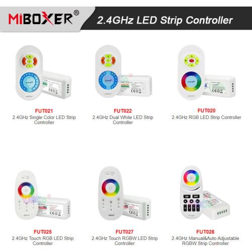 Miboxer 2.4G Dual White CCT/ Single color /RGB /RGBW LED Strip Light Controller 12V 24V wireless Remote Lamp Tape dimmer Switch