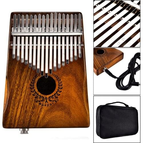 Muspor 17 Keys EQ kalimba Acacia Thumb Piano Link Speaker Electric Pickup High-Quality Wood Musical Instrument With Song Book