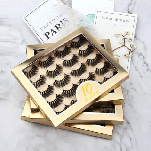 MEISHENJIE soft thick 10 Pairs 3D Eyelashes Hand Made Natural Faux Mink Lashes messy False Lashes Extensions Maquiagem Makeups