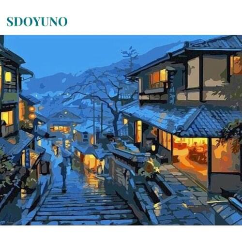 SDOYUNO 60x75cm Paint By Numbers Street DIY Painting By Numbers On Canvas Landscape Frameless Digital Hand Painting Unique Gift
