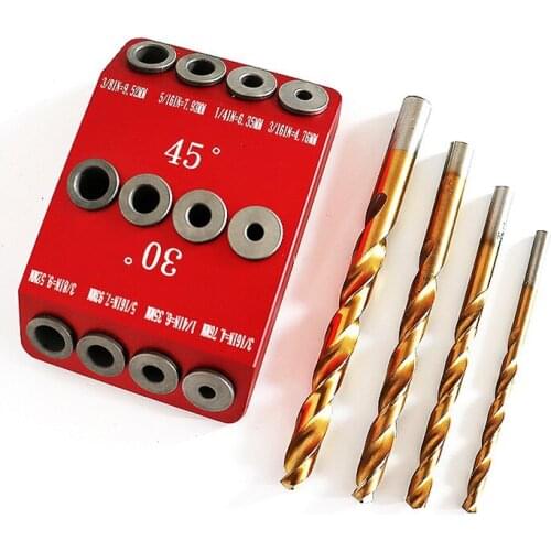 Woodworking Oblique Hole Locator Drill Bit Pocket Hole Jig Kit Multi Degree Angle Drill Guide Hole Puncher DIY Carpentry Tool