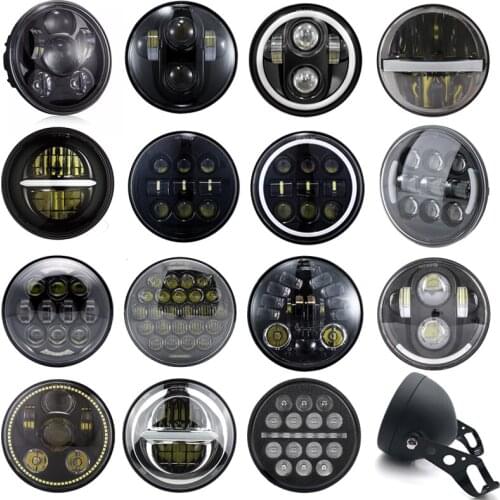 Black 5.75 inch Led headlight halo Ring white DRL Angel eye For Dyna Sportster 883 XL883 FXCW Softail 5 3/4"Headlamp