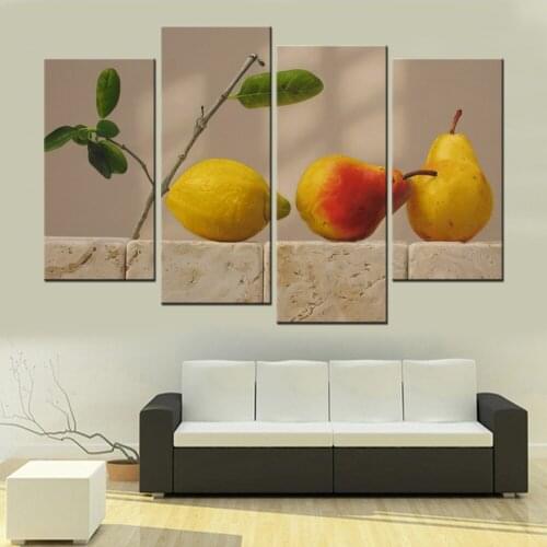 4 Pieces Waterproof Inkjet Fruit Pear Canvas Painting Hd Art Wall Posters Murals Pictures and Prints Home Decor Living Room