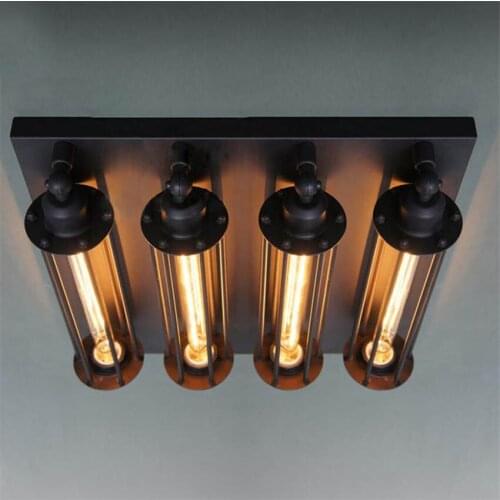 Village Retro Ceiling Lights American Industrial Style Bar Cafe Restaurant Corridor Lamp 110/220V E27 4 Holder Edison Bulb