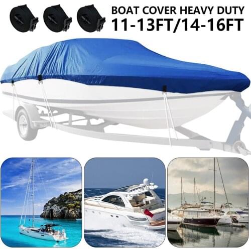 11-13FT/14-16FT Dustproof 210D Oxford Fabric V Hull Boat Cover Waterproof Anti UV Sun Heavy Duty Fishing Trailerable Boat Cover