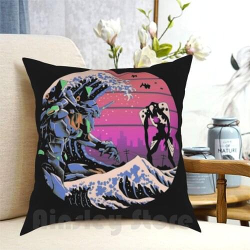 Retro Wave Eva Pillow Case Printed Home Soft Throw Pillow Retro Gaming Japan Sleeve Anime 80S Evangelion Eva Mecha