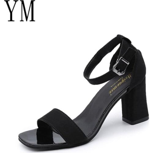 2020 Women Summer Ankle-Wrap Shoes 5CM Gladiator Sandals Women Square heel Sandals Party Wedding Shoes 7CM Ladies Sandals