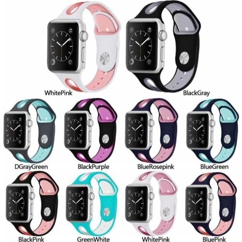 Silicone Replacement Wristband for Apple Watch band 42mm Breathable hole iwatch Series 5 4 1 2 338mm strap 44mm sport Bracelet