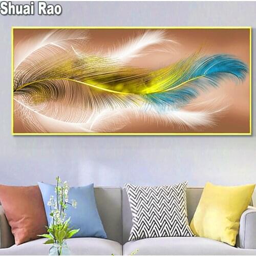 Modern Abstract Fluttering Feathers diamond painting cross stitch 5d diy diamond embroidery full Square round diamond mosaic