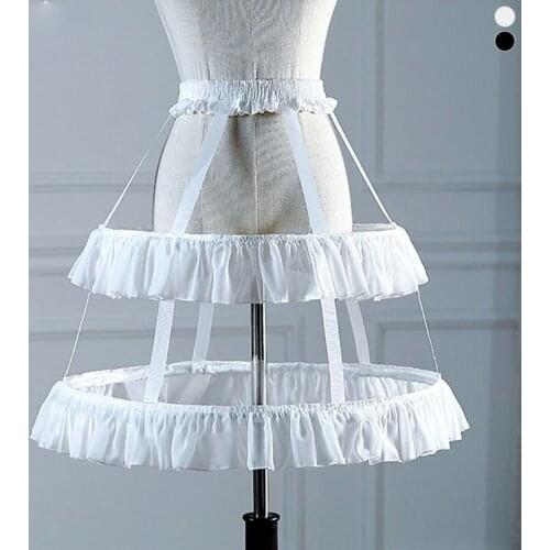Lolita Crinoline Lolita Wedding Dress Tutu Skirt Violence Two Steel Fishbone Lotus Leaf Clouds Slip Dress