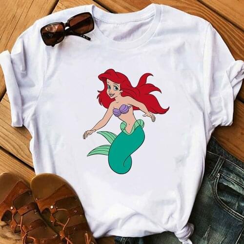 Top Kawaii 90s The Little Mermaid Ariel Graphic Women Cute Cartoon Harajuku Summer Fashion Tees T Shirt Female Ullzang T-shirt