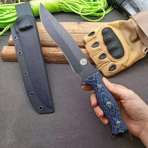 High Hardness G10 material Outdoor Fixed Blade K Sheath Blackstone wash Camping Survival Tactical Knife EDC Tool Straight Knife