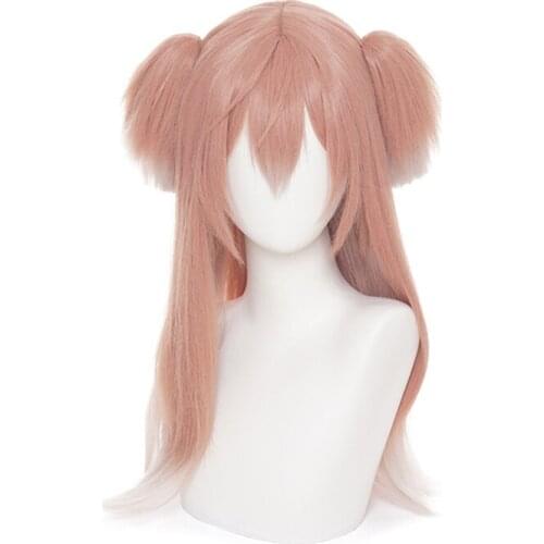 Yanfei Cosplay Wig Game Genshin Impact Yan Fei Cosplay Women Pink Gradient Clip Ponytail Hair