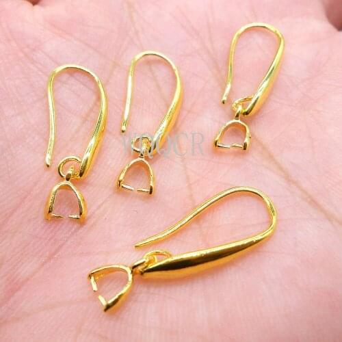 Boutique 18K Gold Jewelry Accessories DIY Smooth Surface Hook Earrings Components for Women Jewelry Making Supplies 50 PCS