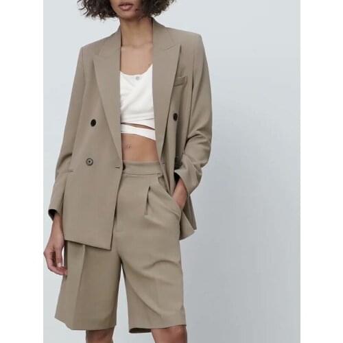 2 Pieces Spring Summer Solid Blazer Suit Office Blazer Jacket +Shorts Ladies Elegant Design Women Basic Outfit Coats