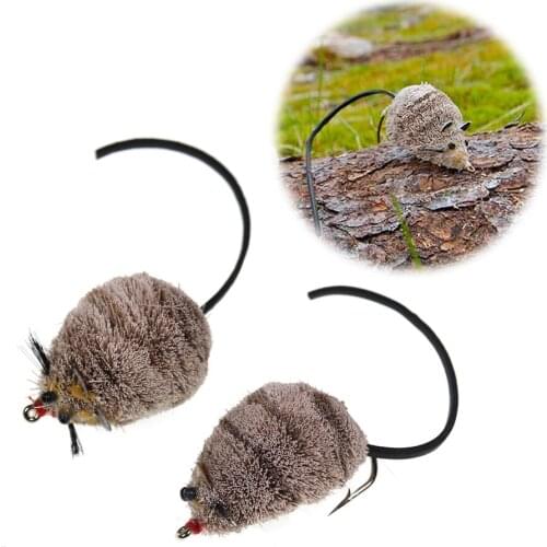 1pc/box Mouse Flies Rat Deer Hair Fly Lures Artificial Fly Fishing for Trout Pike Bass Fishing Floating Rat Baits 2/0 Hook