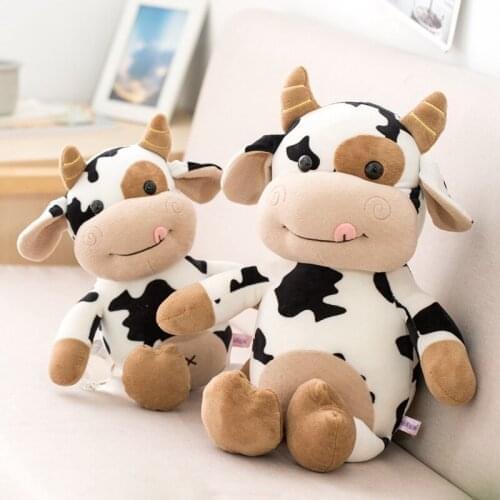 1pc 30-70cm Super Cute Milk Cow Plush Toy Kawaii Zodiac Cow Shy Cattle Appease Doll Creative Baby Kids Birthday Christmas Gift