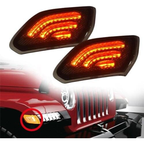 12V LED Turn Side Light Amber Turn Signal Lamps White Yellow Gladiator Front Fender Car For Jeep Wrangler JL JT 2018 2019 2020