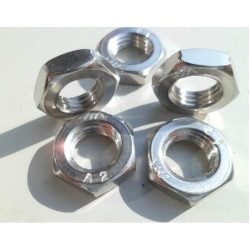 2pcs M16 M18 M20 M22 M24 Stainless Steel 304 External Hex Fine Tooth Thin Nuts Locking Outer Hexagon Nut 8mm-12mm thickness