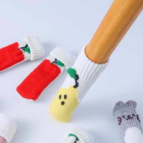 4pcs Floor Protection Chair Foot Pads Leg Furniture Knitting Cover Chair Christmas Pads Floor Paw Anti-noise Protector Socks
