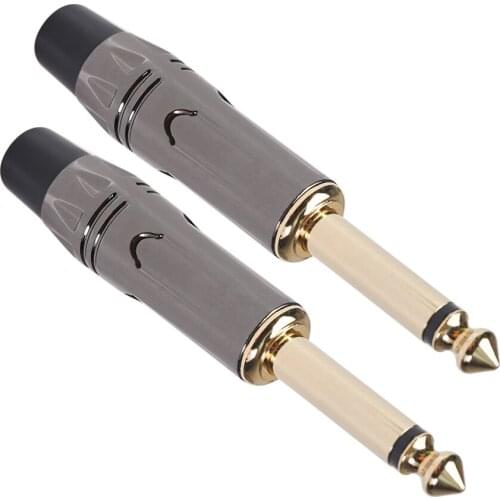 6pcs 6.35mm Jack Connector Gold Plated Microphone Plug Mono 6.35mm Audio Plug