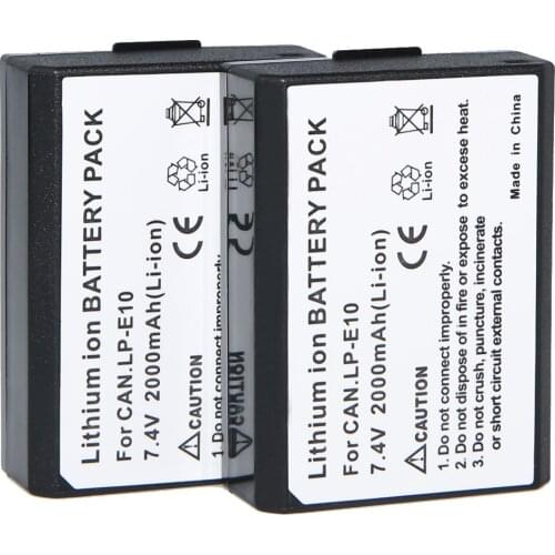 AOPULY 2Pcs Bateria 2000mAh LP-E10 LP E10 Batterie Digital Camera li-ion Battery For Canon 1100D Rebel T3 Kiss X50 LPE10 7.4V z1