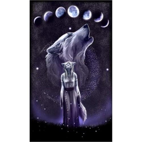 Diy diamond painting full square Large Wolf Moon Woman Dream Catcher 5d diamond embroidery sale rhinestones foamiran decor C548