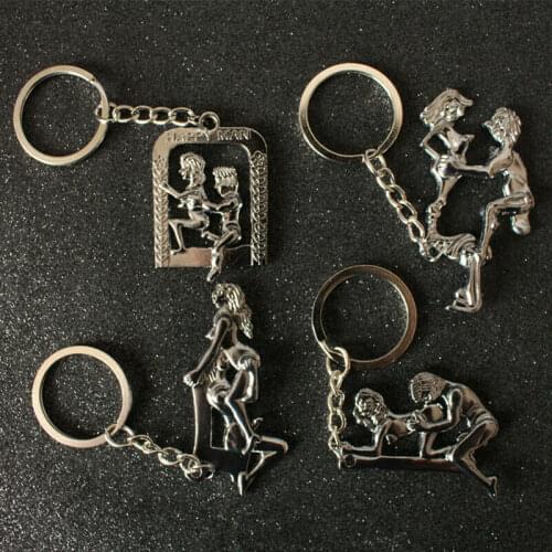 10PCS/SET Sex Position Keychain Movable Key Ring Couple Lovers Gifts Men Car Accessories Key Chains Metal Pendant Keyrings